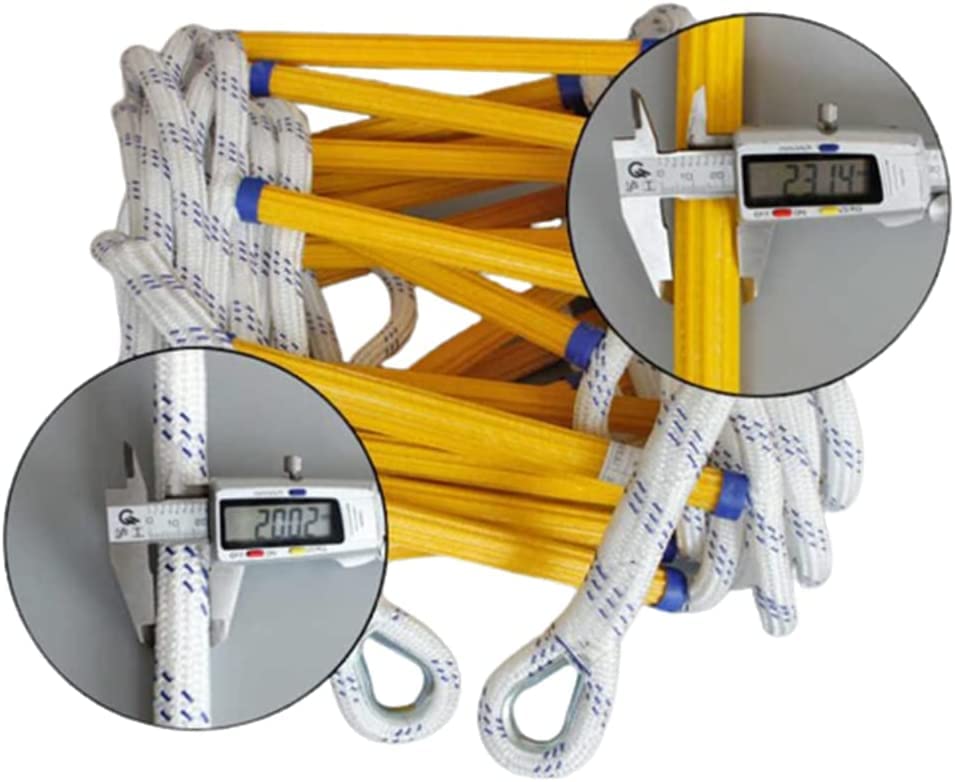 Fire Escape Ladder for 2-6 Floors - 20ft/6m Emergency Fire Safety Rope Ladder with Hooks - Heavy Duty Fireproof Rescue Ladder for Home & Apartment Safety (Perfect for Bedrooms, Windows, and Emergency Exits)