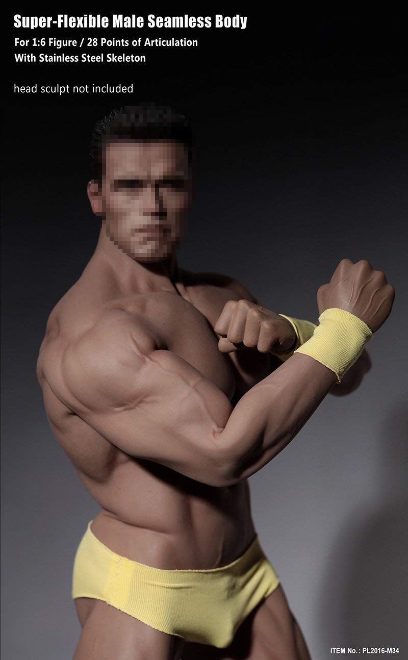 Phicen 1/6 Scale Super Flexible Male Muscular Seamless Body PL2016-M34 - Perfect for Action Figure Collectors, Photography, and Custom Doll Making
