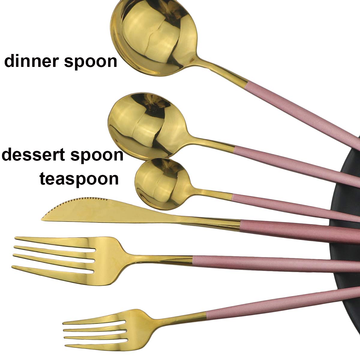 10-Piece Silverware Set – Premium 304 Stainless Steel Flatware Set with Pink Gold Handles (Forks, Spoons, Knives) – Mirror Polished Curved Design Cutlery for 2 – Elegant Tableware for Dinner Parties, Weddings & Home Dining