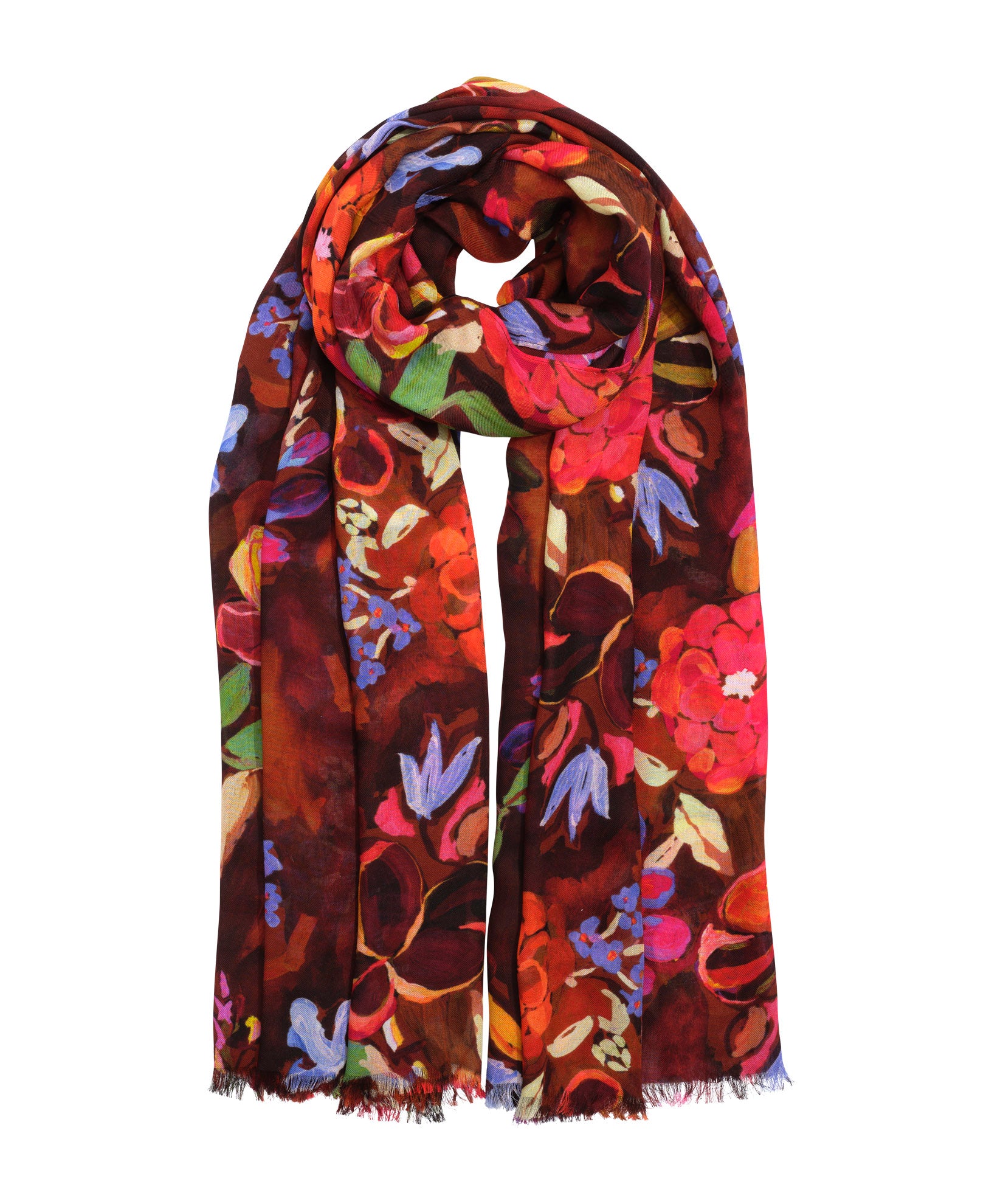Happy Floral Wrap - Elegant Floral Print Fashion Scarf for Women, Lightweight & Soft Shawl for Spring & Summer Outfits, Perfect for Beach, Travel, and Casual Wear