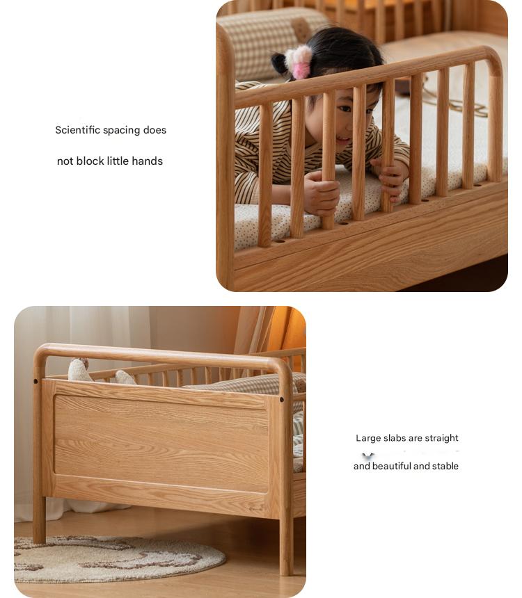 Premium Oak Solid Wood Toddler Bed - Convertible, Multi-Functional Kids Bed with Safety Rails | Perfect for Nursery, Daycare & Small Bedrooms