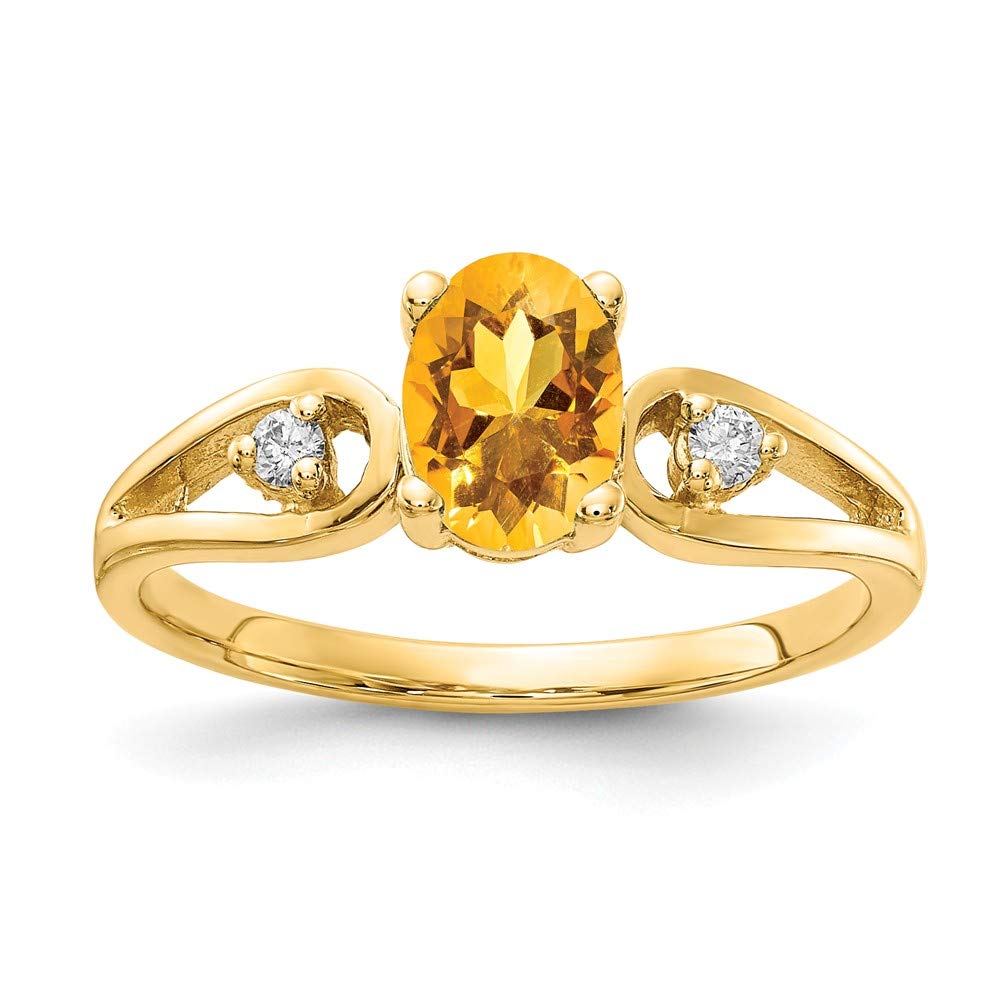 14k Gold Citrine Diamond Ring - November Birthstone for Engagement