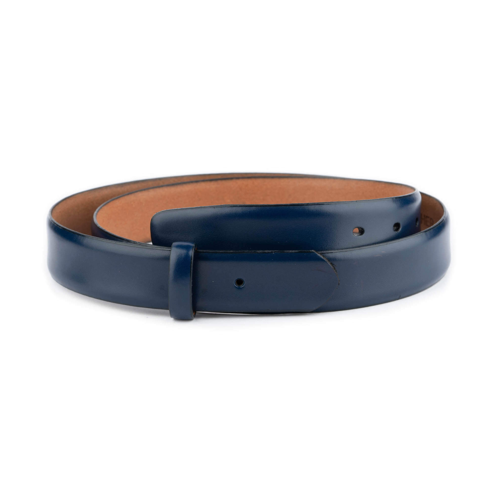 3.0 cm Dark Blue Genuine Leather Belt Strap Replacement for Montblanc Buckles - Premium Adjustable Dress Belt with Pre-Punched Holes for Business & Formal Occasions