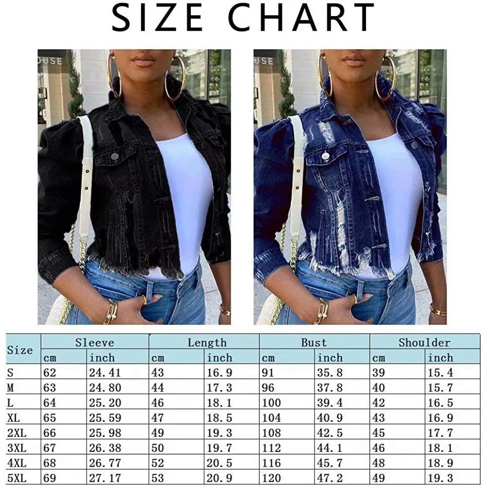 Women's Distressed Ripped Long Sleeve Denim Crop Top Jacket - Boyfriend Style Jean Coat for Casual Outfits & Streetwear Fashion