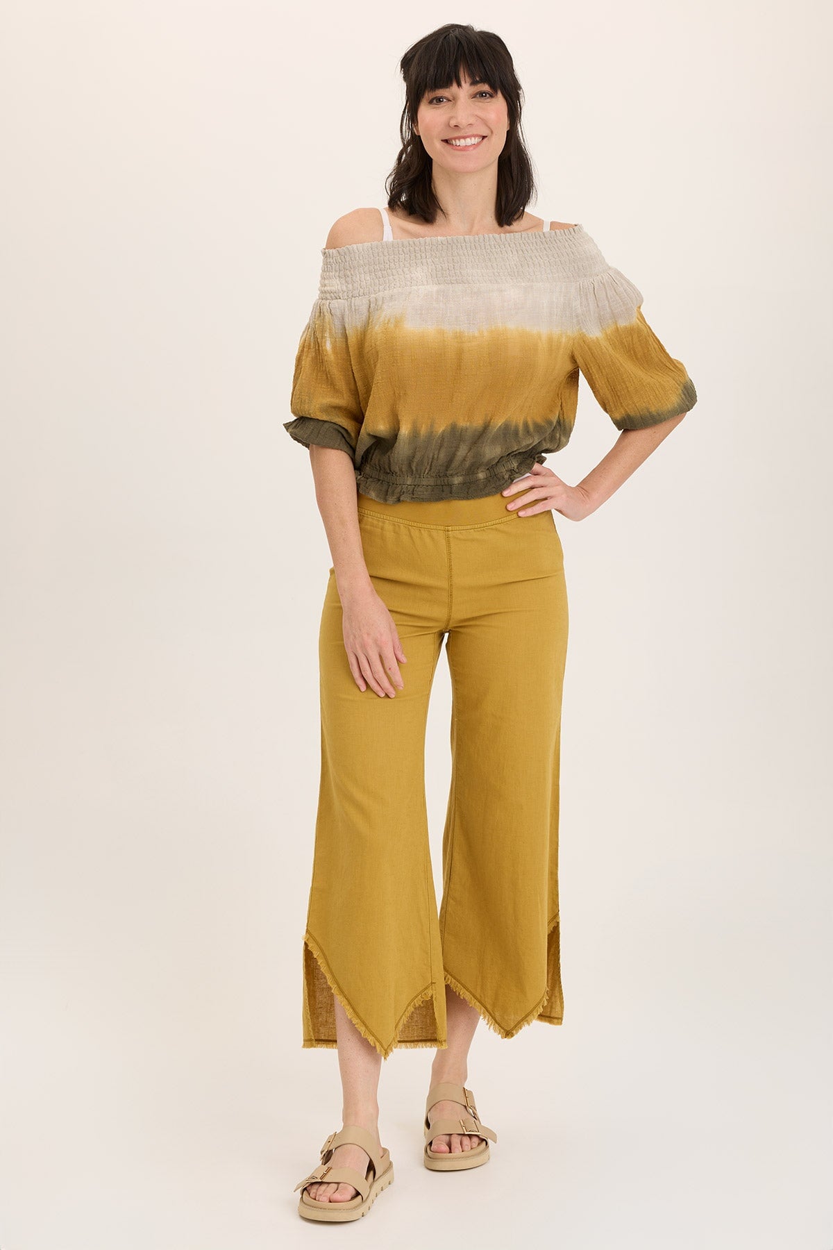 Astri Asymmetric Wide Leg Pants for Women - High Waisted Flowy Trousers with Unique Hem Design | Perfect for Office Wear, Casual Outfits & Special Occasions