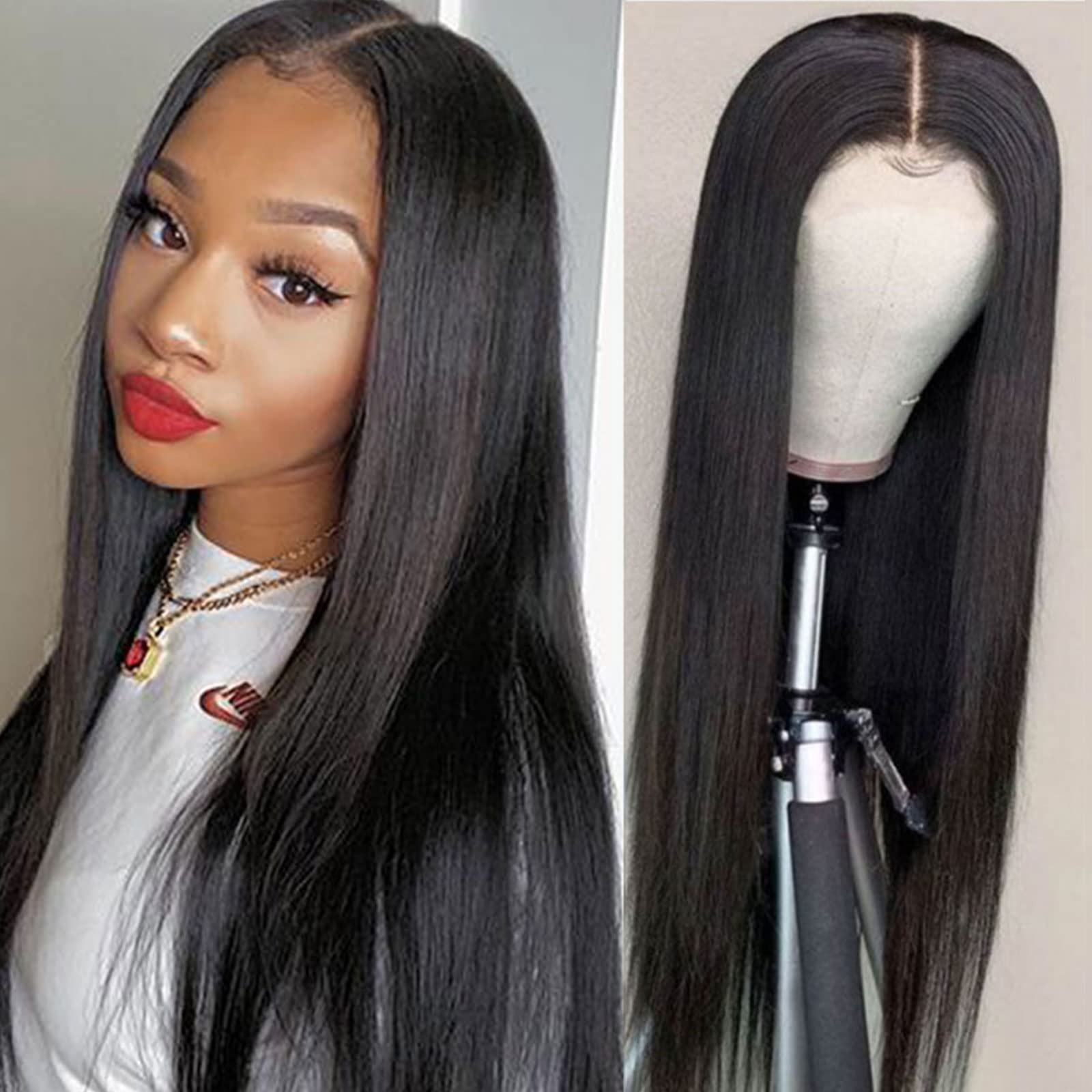 Brazilian Body Wave Human Hair Wigs for Black Women - 150% Density Glueless Lace Front Wig with 4x4 Lace Closure, Pre-Plucked, Baby Hair & Bleached Knots - Perfect for Daily Wear, Parties, and Special Occasions