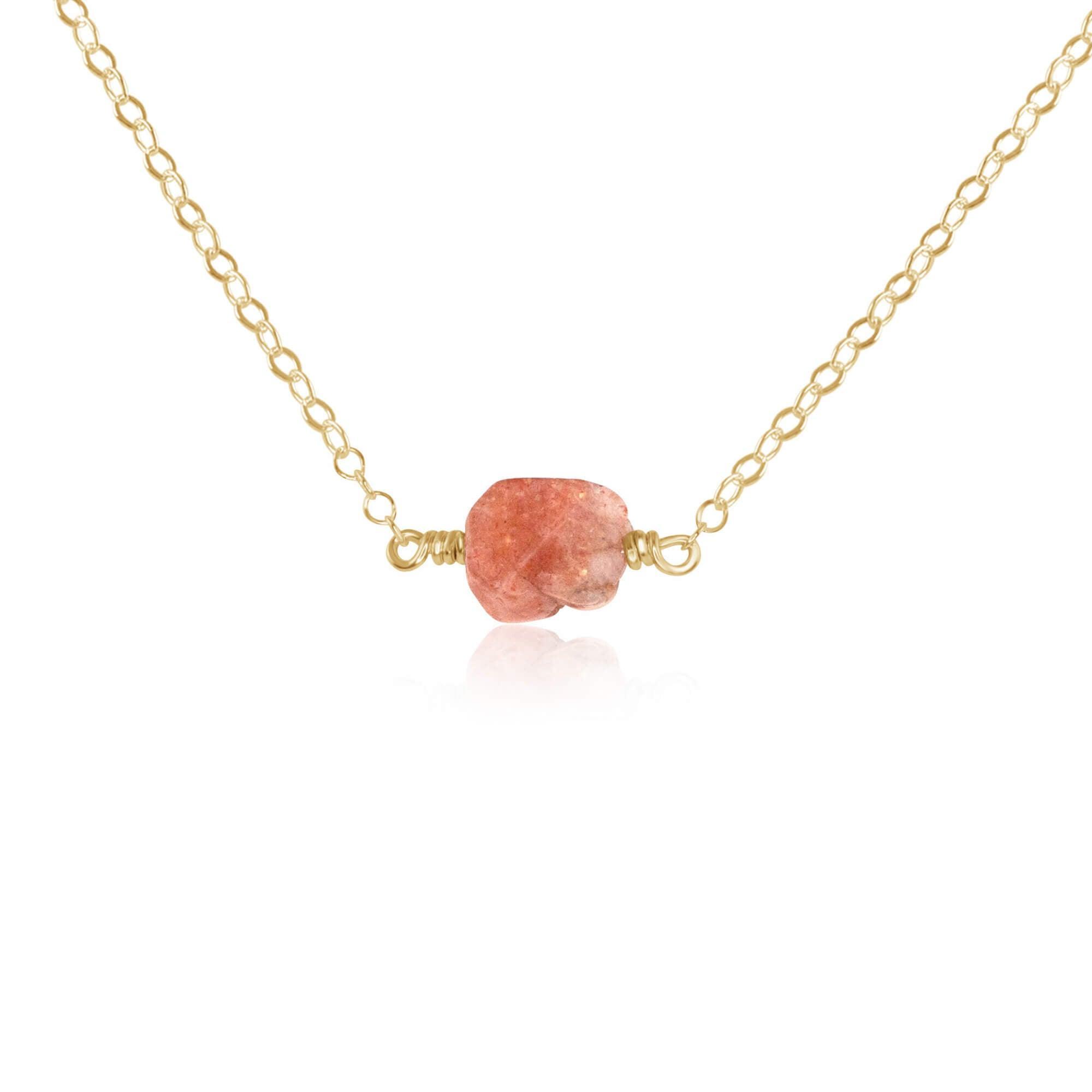 Raw Sunstone Crystal Nugget Necklace – Natural Gemstone Jewelry for Women, Healing Crystal Pendant for Energy & Positivity | Perfect for Meditation, Yoga & Spiritual Gifts