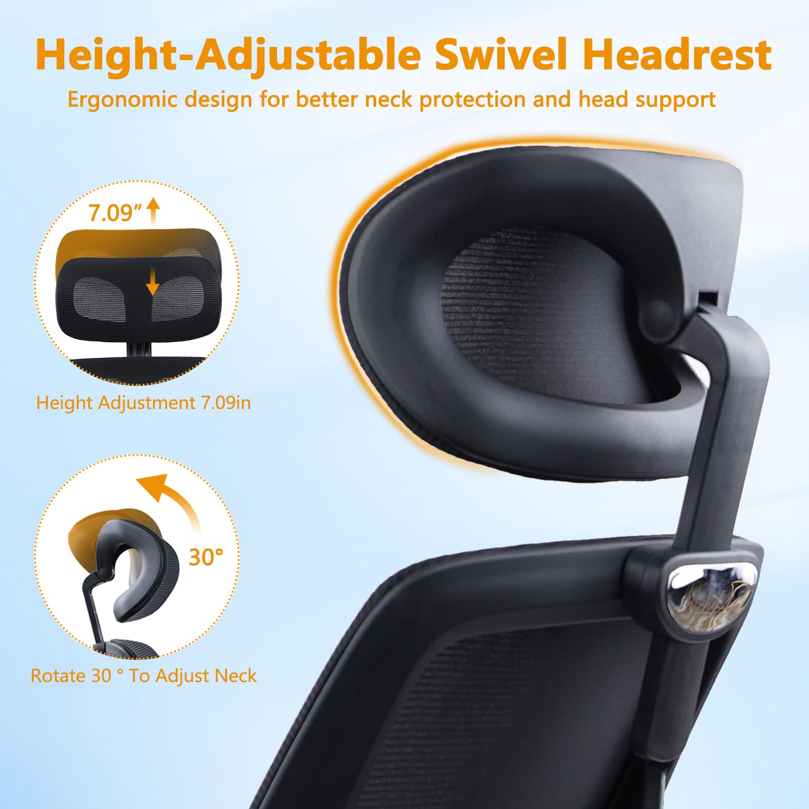 CLATINA Ergonomic Mesh Office Chair with 3D Headrest - Adjustable Lumbar Support & Lift Armrests - Big and Tall Swivel Computer Task Chair for Home Office & Conference Rooms (Black) - Perfect for Long Work Hours & Video Meetings