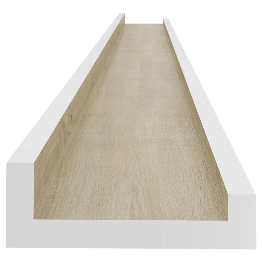 2-Pack White & Sonoma Oak Floating Wall Shelves - 45.3