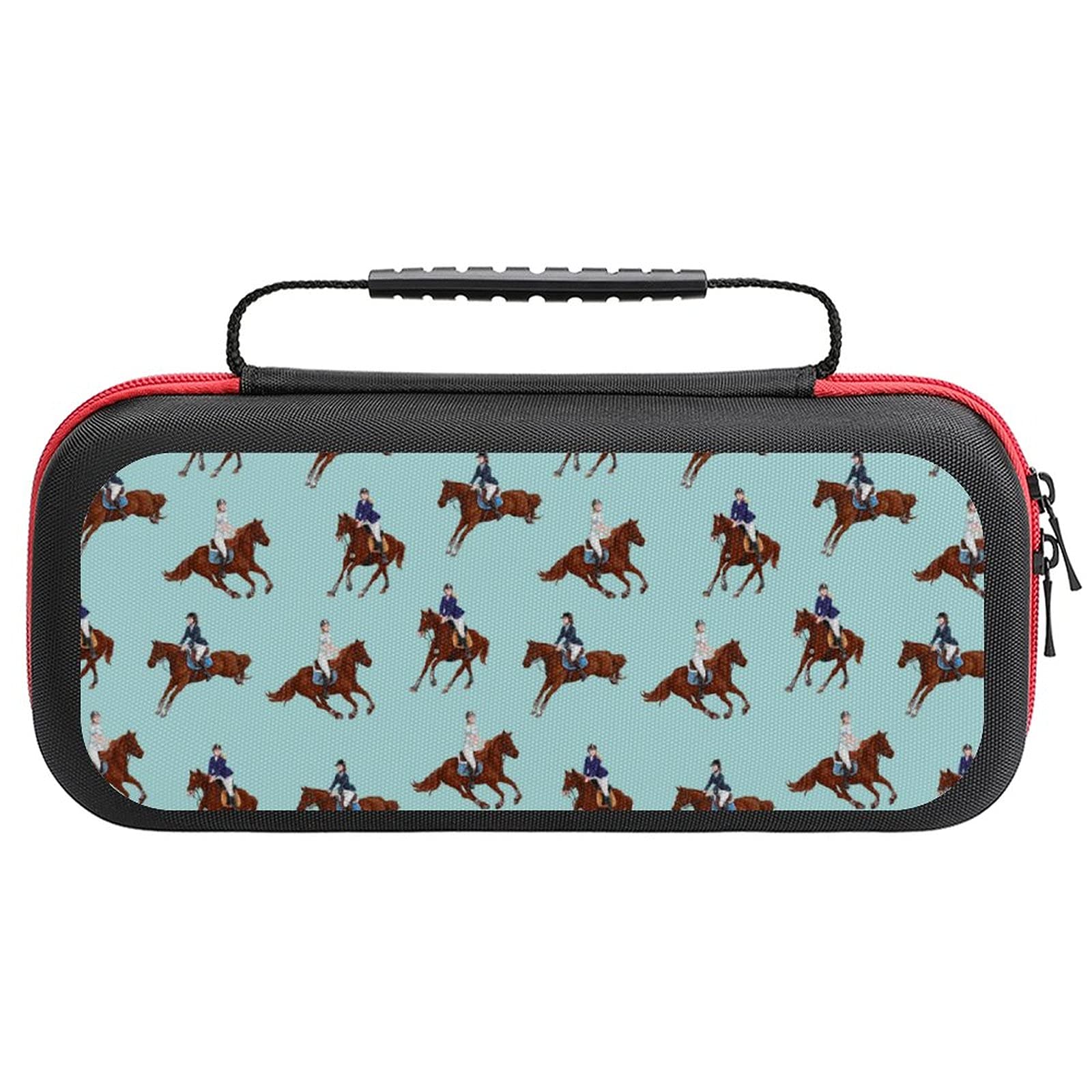Nintendo Switch Lite Travel Case - Horse Racing Design Portable Storage Bag for Switch Lite & Accessories | Perfect for Gaming On-The-Go, Commuting & Travel Protection