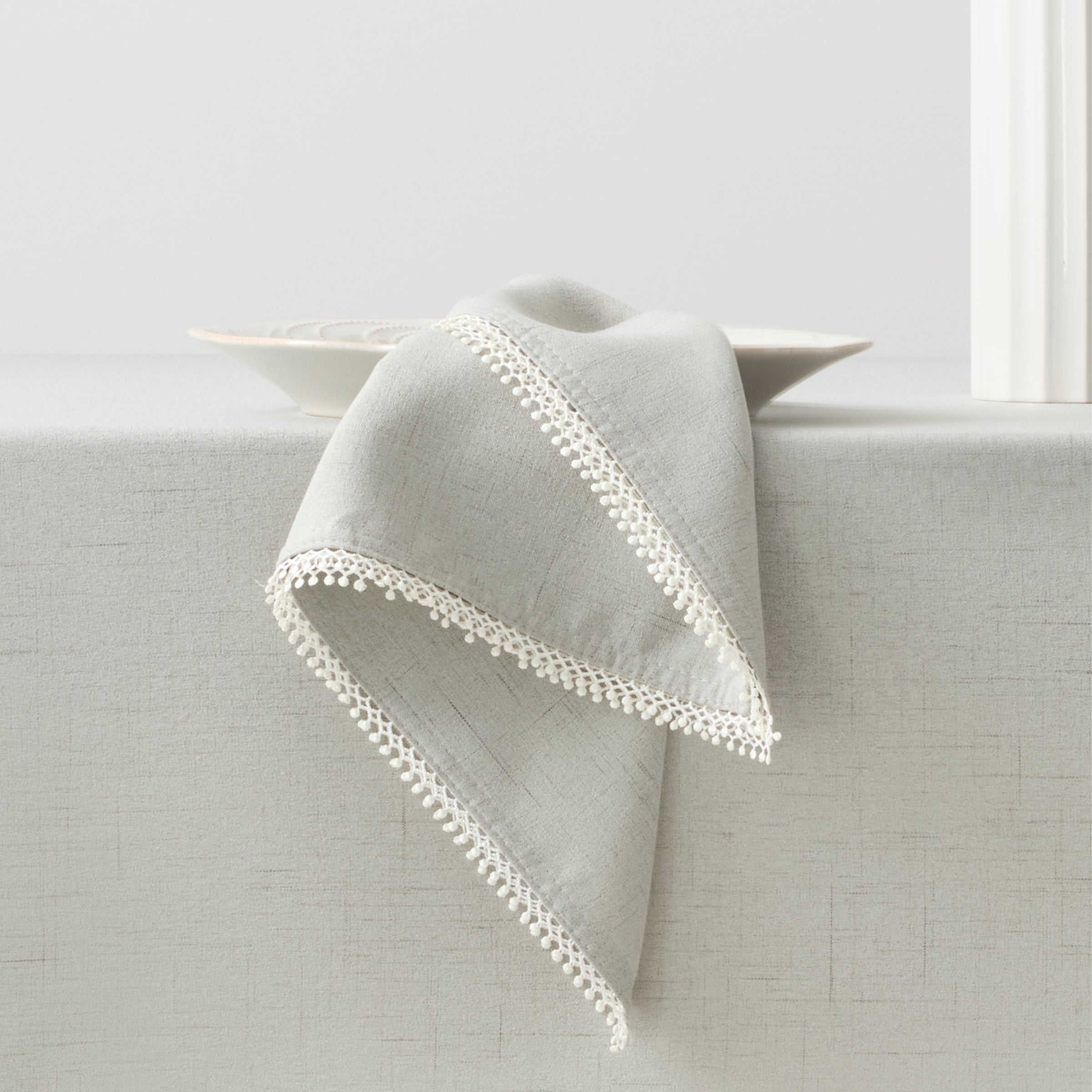 French Perle Dove Grey 19x19 Inch Linen Napkins - Elegant Dinner Party, Wedding, and Formal Dining Table Decor