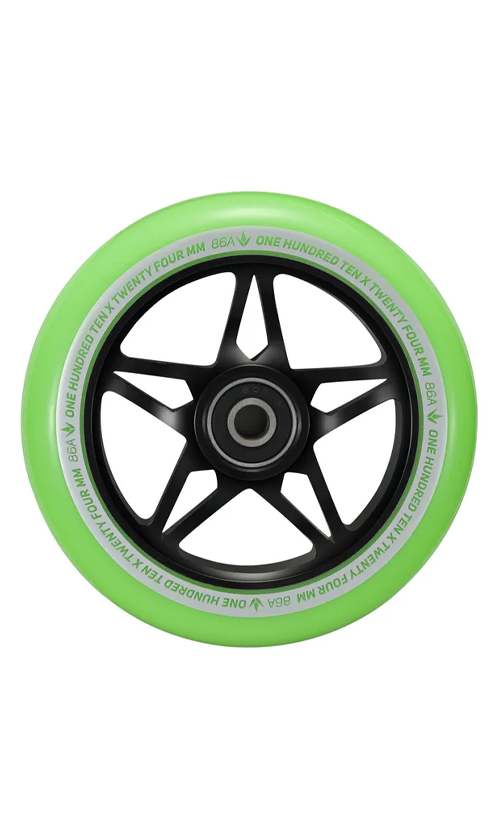 Envy S3 Scooter Wheels 110mm - High Performance Black & Green Wheels for Street and Park Skating - Perfect for Tricks, Commuting, and Urban Riding