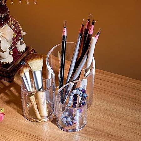 AP & ZP Acrylic Cosmetic Organizer - Makeup Brush, Nail Polish & Lipstick Holder with Eyeliner Comb - Perfect for Vanity, Salon & Travel Beauty Organization