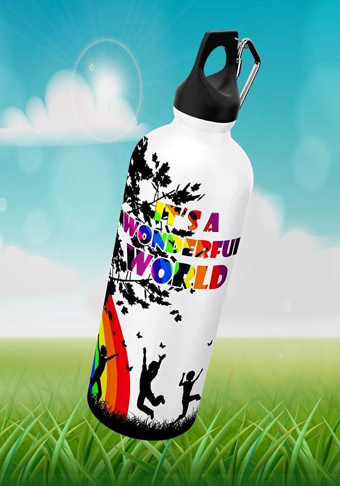 Custom Rainbow Printed Water Bottle for Kids - Personalized Birthday Return Gift | Reusable & Eco-Friendly Water Bottle for School, Sports & Outdoor Activities