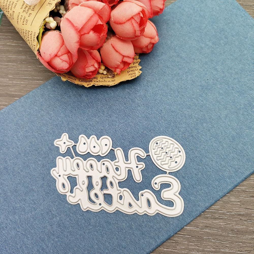 Happy Easter Metal Cutting Dies for Card Making - Blessing Word & Congratulations Die Cuts, Birthday Embossing Stencils - DIY Scrapbooking & Home Decor Templates (Perfect for Easter Greeting Cards, Party Invitations & Craft Projects)