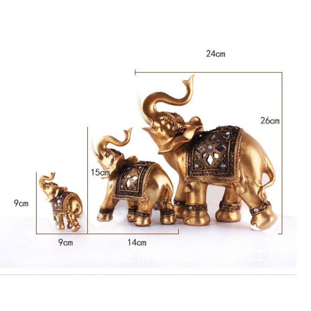 Lucky Golden Elephant Figurine - Handcrafted Resin Home Decor Statue for Living Room, Office & Garden - Miniature Elephant Ornament Gift for Housewarming, Birthday & Good Fortune