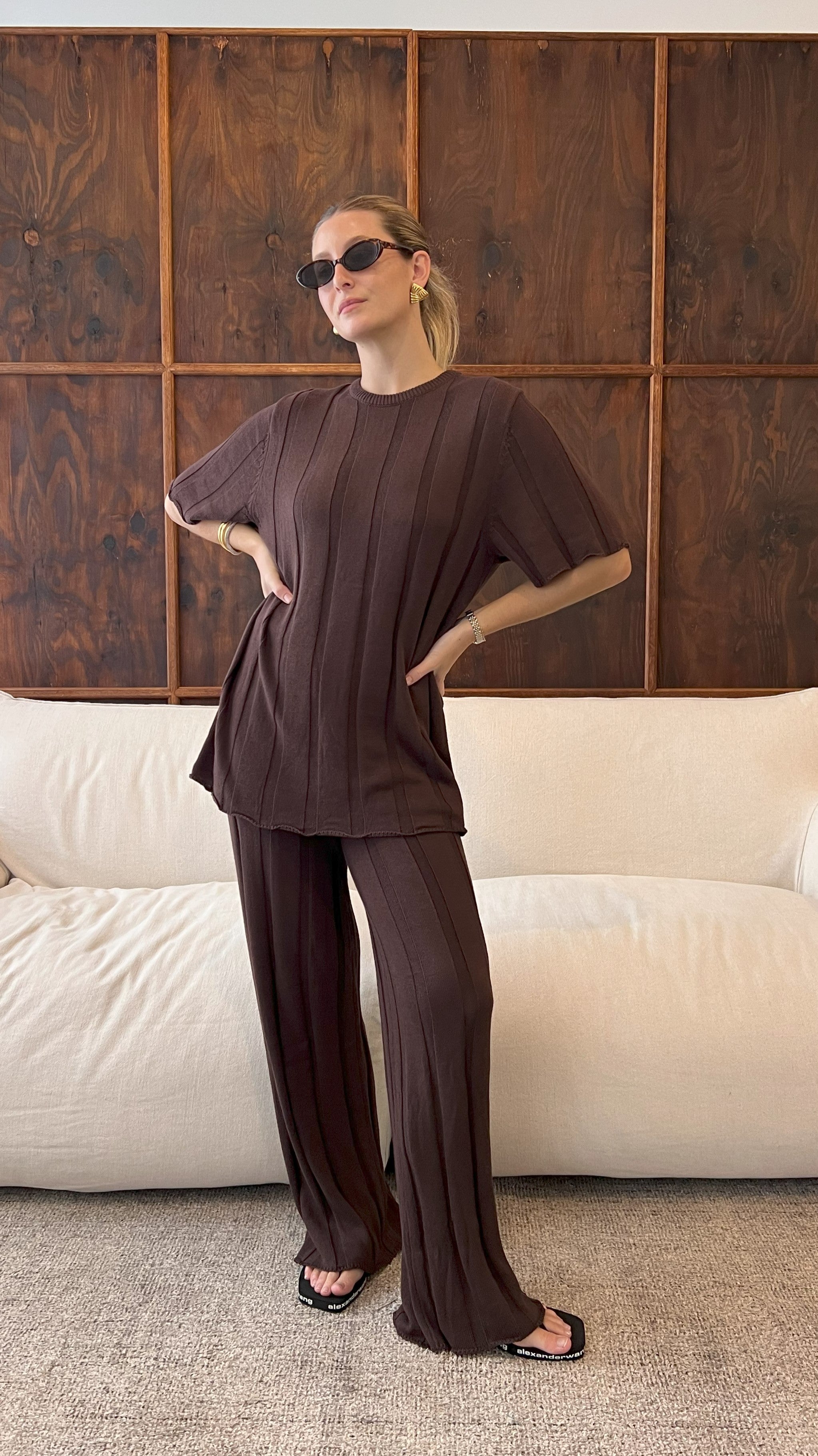 Bayu Knit Pants for Women - Soft Stretchy Comfortable Lounge Pants in Brown | Perfect for Yoga, Home Wear & Casual Outfits