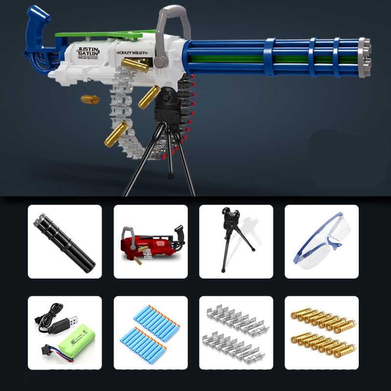 Electric Shell Ejecting Gatling Dart Blaster Toy - Automatic Foam Dart Gun for Outdoor Battles, Nerf War Games & Backyard Fun (Great for Kids & Adults)