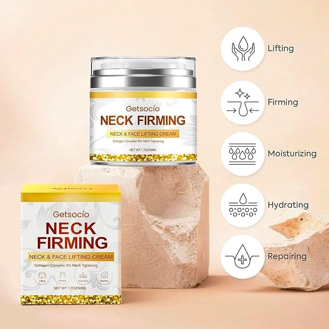 Retinol Collagen Hyaluronic Acid Neck Firming Cream - Anti Aging Face Moisturizer for Wrinkles, Lifting & Hydration | Instant Face Lift Tightening Cream for Women | Perfect for Daily Skincare Routine & Nighttime Anti-Aging Treatment