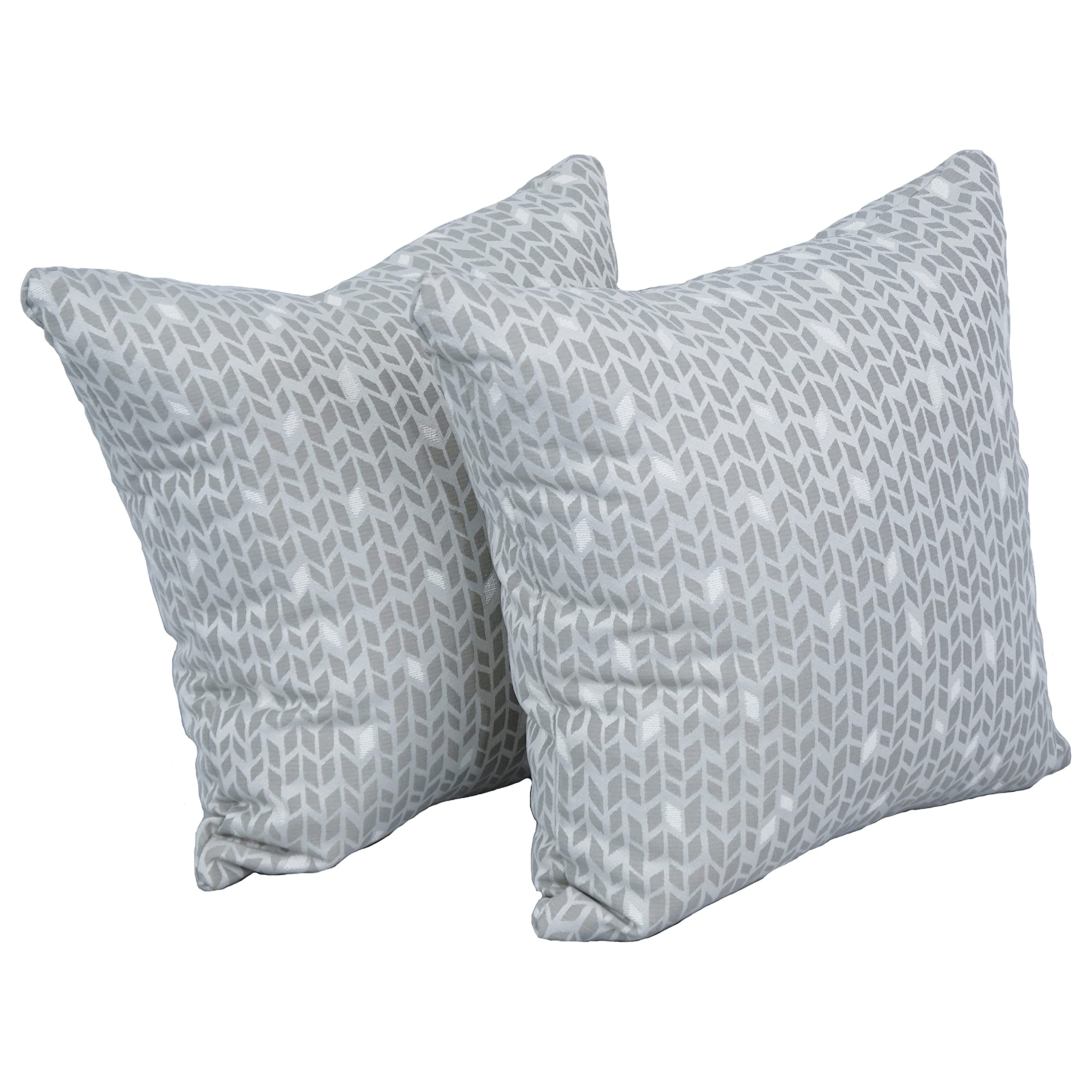Blazing Needles 17x17 Inch Square Polyester Jacquard Throw Pillows - Set of 2, Banyan Linen Pattern - Soft Decorative Couch Pillows for Living Room, Bedroom & Sofa