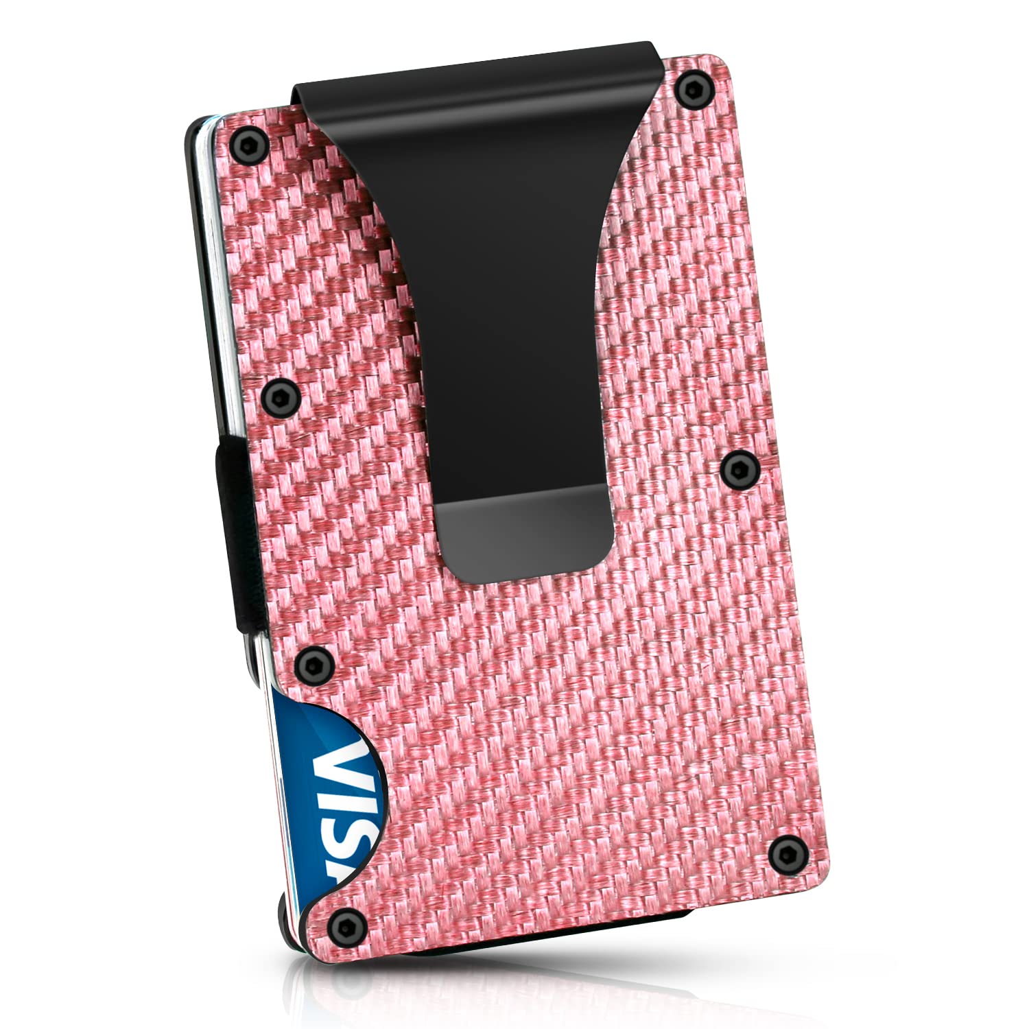 Tocode Slim RFID Blocking Carbon Fiber Wallet for Men - Minimalist Aluminum Metal Card Holder with Money Clip, Compact & Sturdy for Cash & Credit Cards (Gift Box Included) - Perfect for Travel, Business & Everyday Use