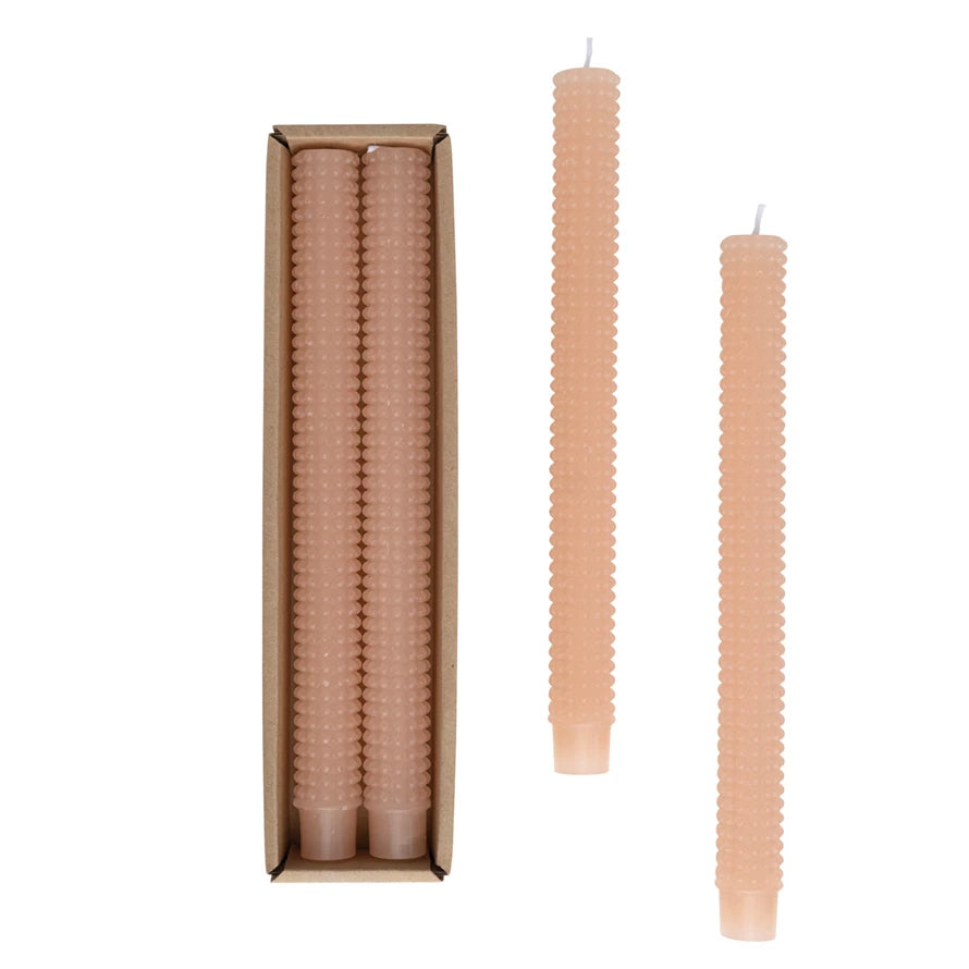 Elegant Pink Hobnail Taper Candles - 12 Inch Long Dinner Candles for Romantic Dining, Wedding Centerpieces & Home Decor