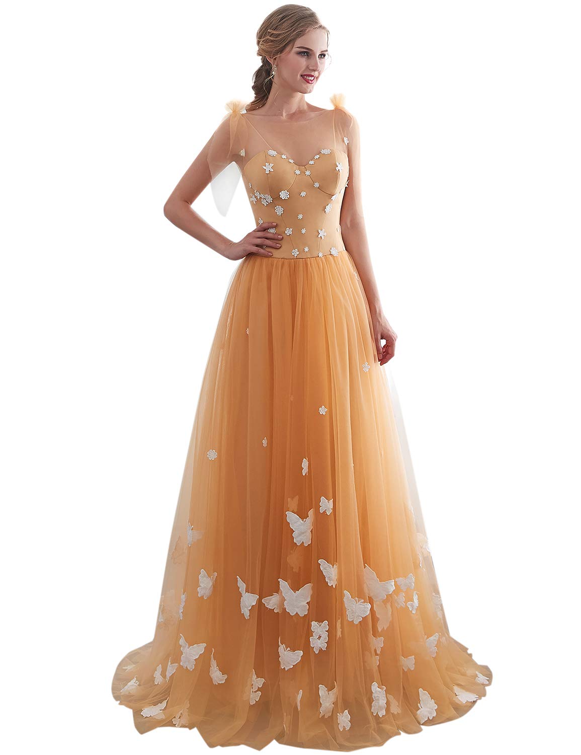 Elegant Long Prom Dresses for Women 2019 - Yarn Satin Formal Party Gown with Floral Design (SH050) | Perfect for Homecoming, Wedding Guest & Special Occasions