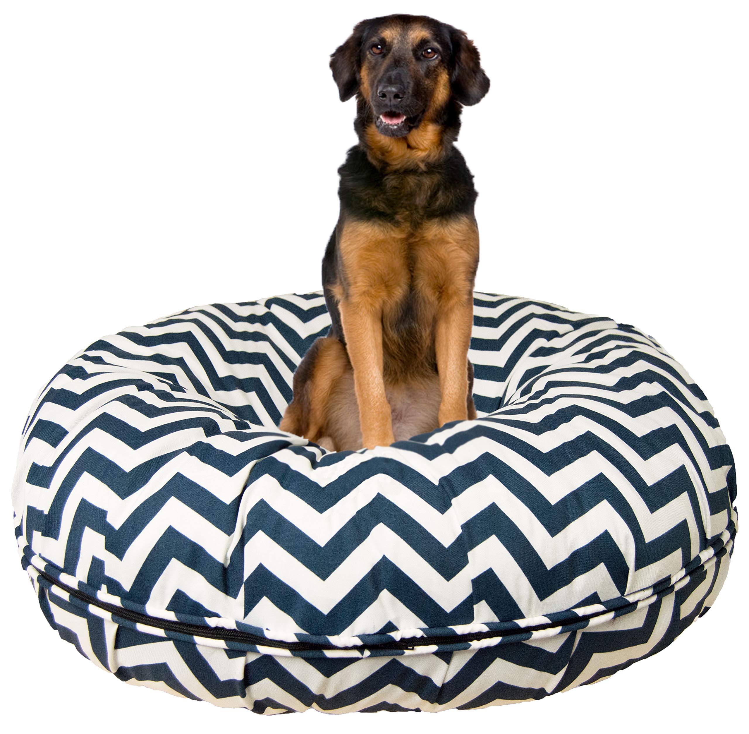 **Bessie & Barnie Waterproof Navy Wave Pet Bed - Indoor/Outdoor Durable Dog Bed with Removable Washable Cover - Perfect for Small, Medium & Large Dogs - Great for Crates, Living Rooms & Travel**