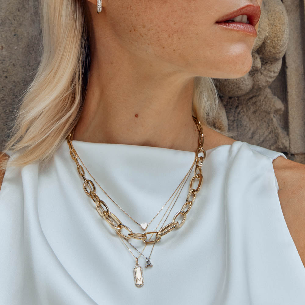 Bold Paperclip Chain Necklace - 14K Gold Plated Dainty Minimalist Jewelry for Women, Perfect for Everyday Wear & Layering