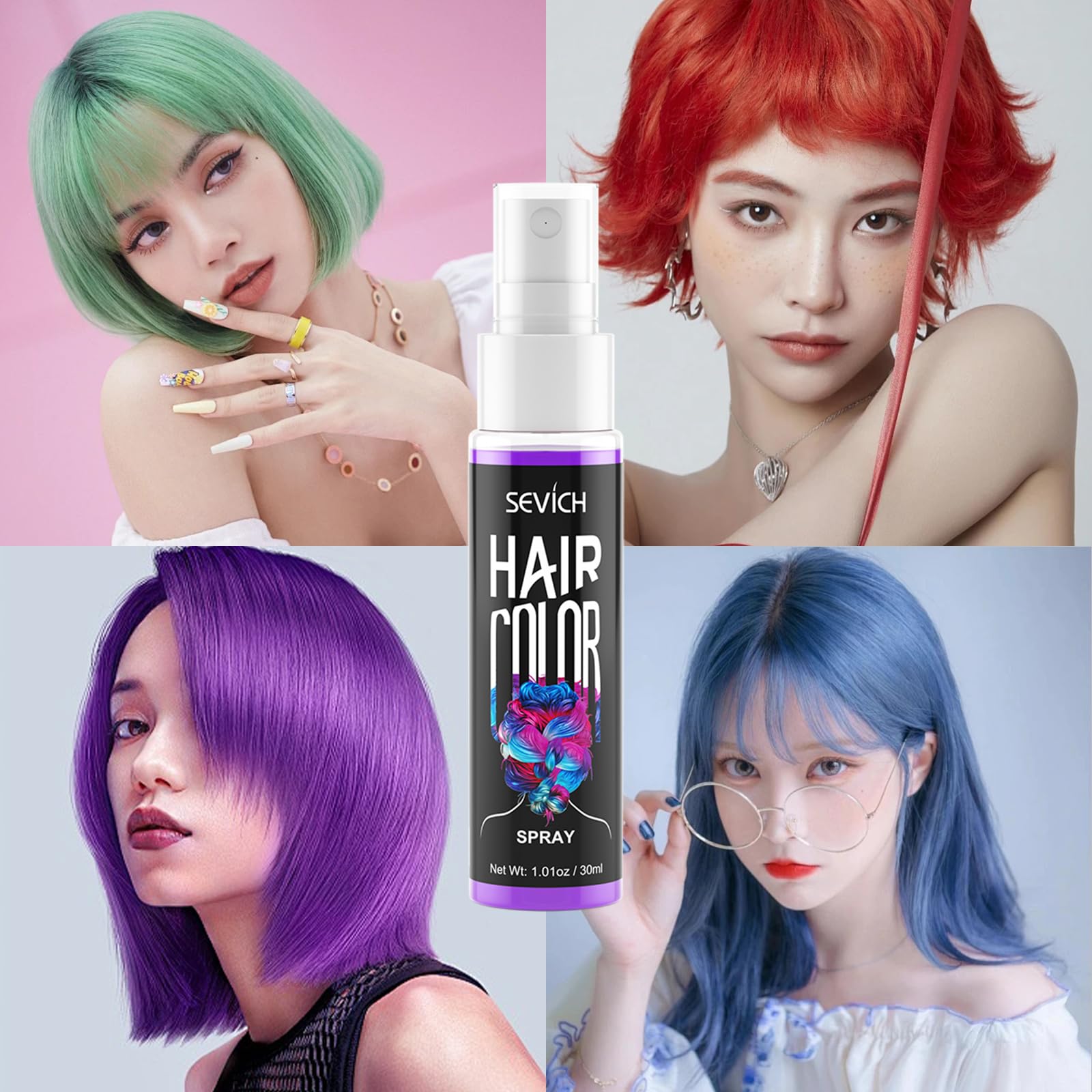 SEVICH Temporary Hair Color Spray with Glitter - Washable Blue Hair Dye for Instant Highlights | Perfect for Parties, Cosplay, Halloween & DIY Hair Styling