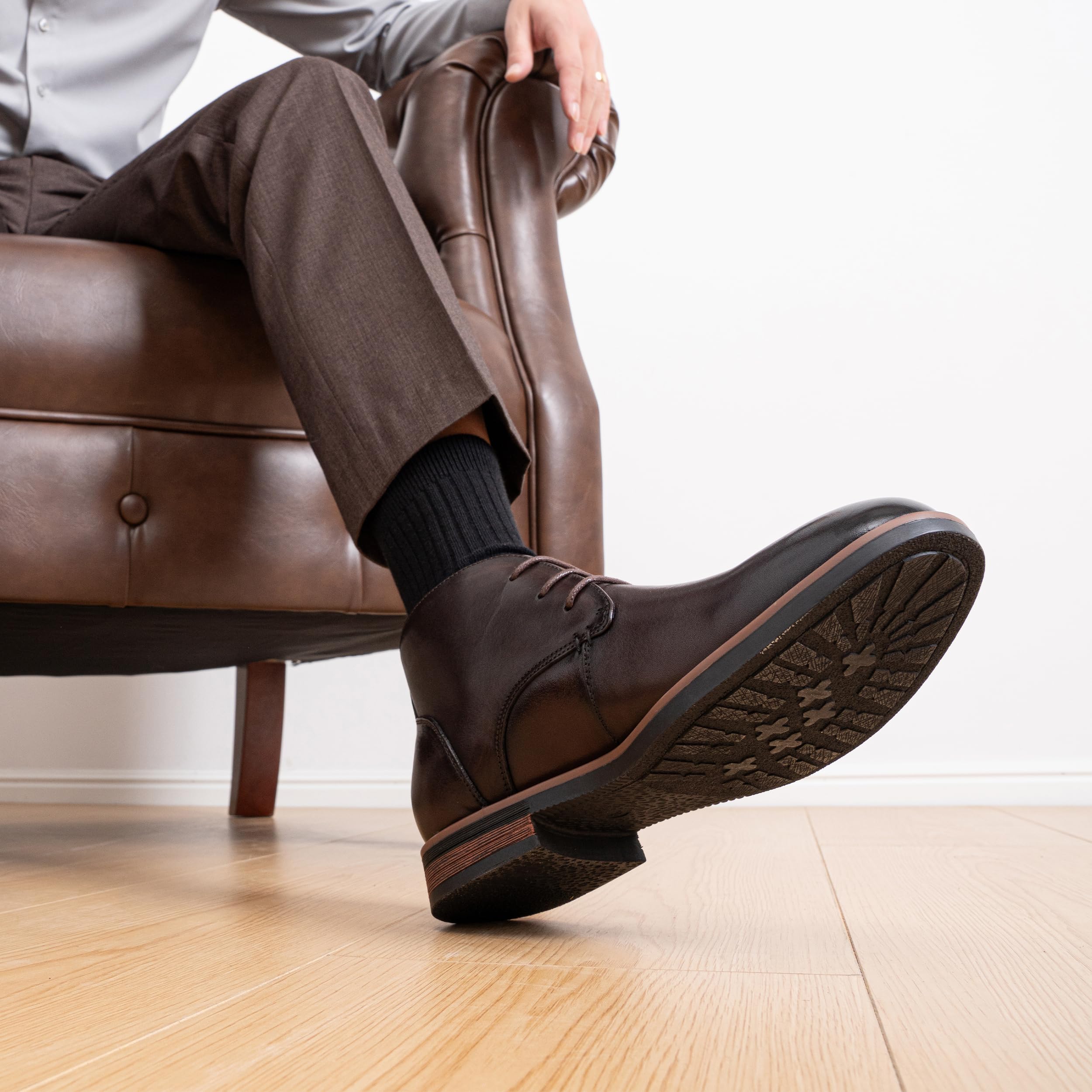 Premium Jousen Men's Chukka Boots - Genuine Leather Ankle Boots for Casual & Business Wear | Stylish Black Leather Shoes for Men | Perfect for Office, Travel & Outdoor Activities