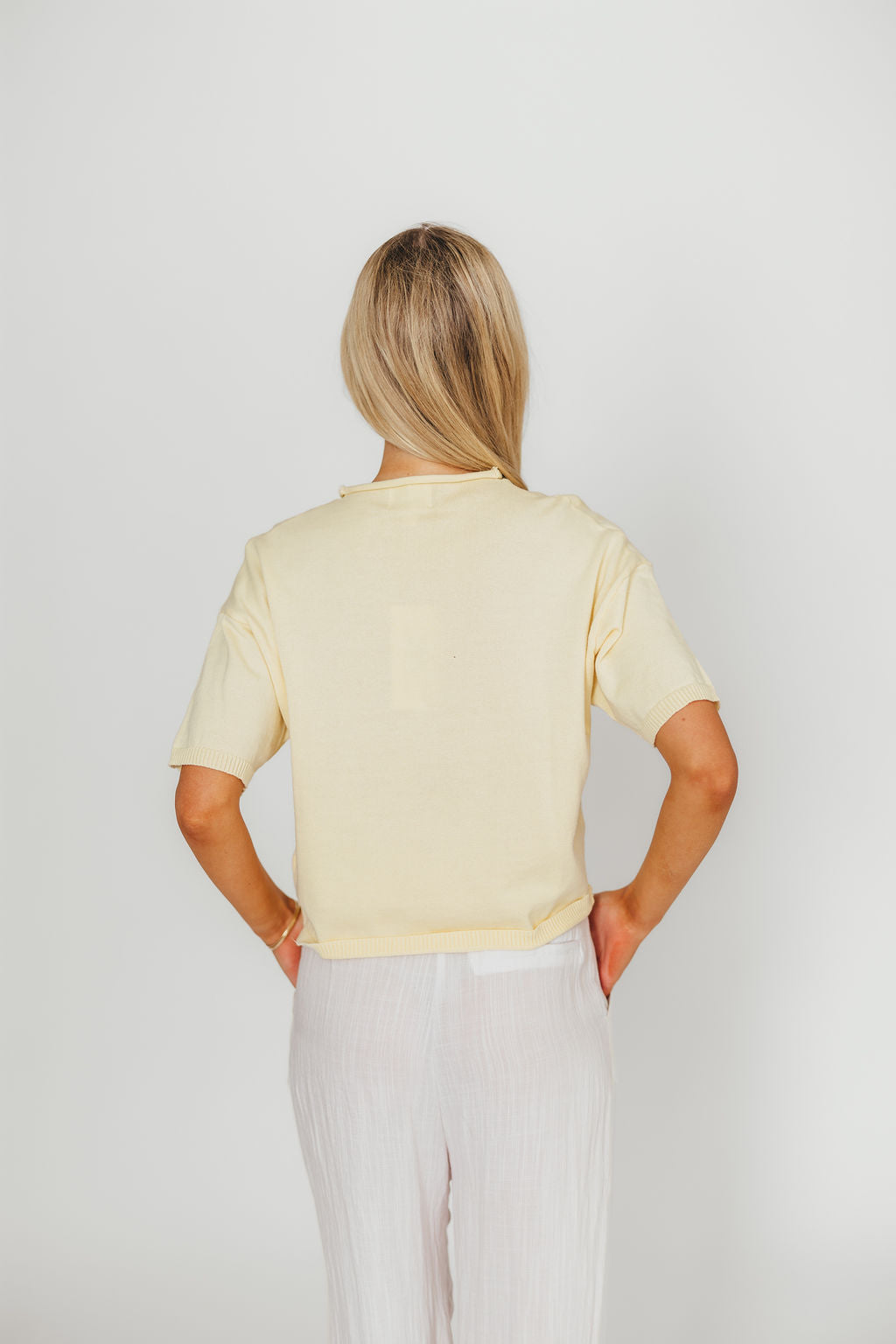 Emeryn 100% Cotton Short Sleeve Knit Cardigan for Women - Soft Butter Yellow Lightweight Summer Cover Up - Perfect for Beach, Office & Casual Outfits