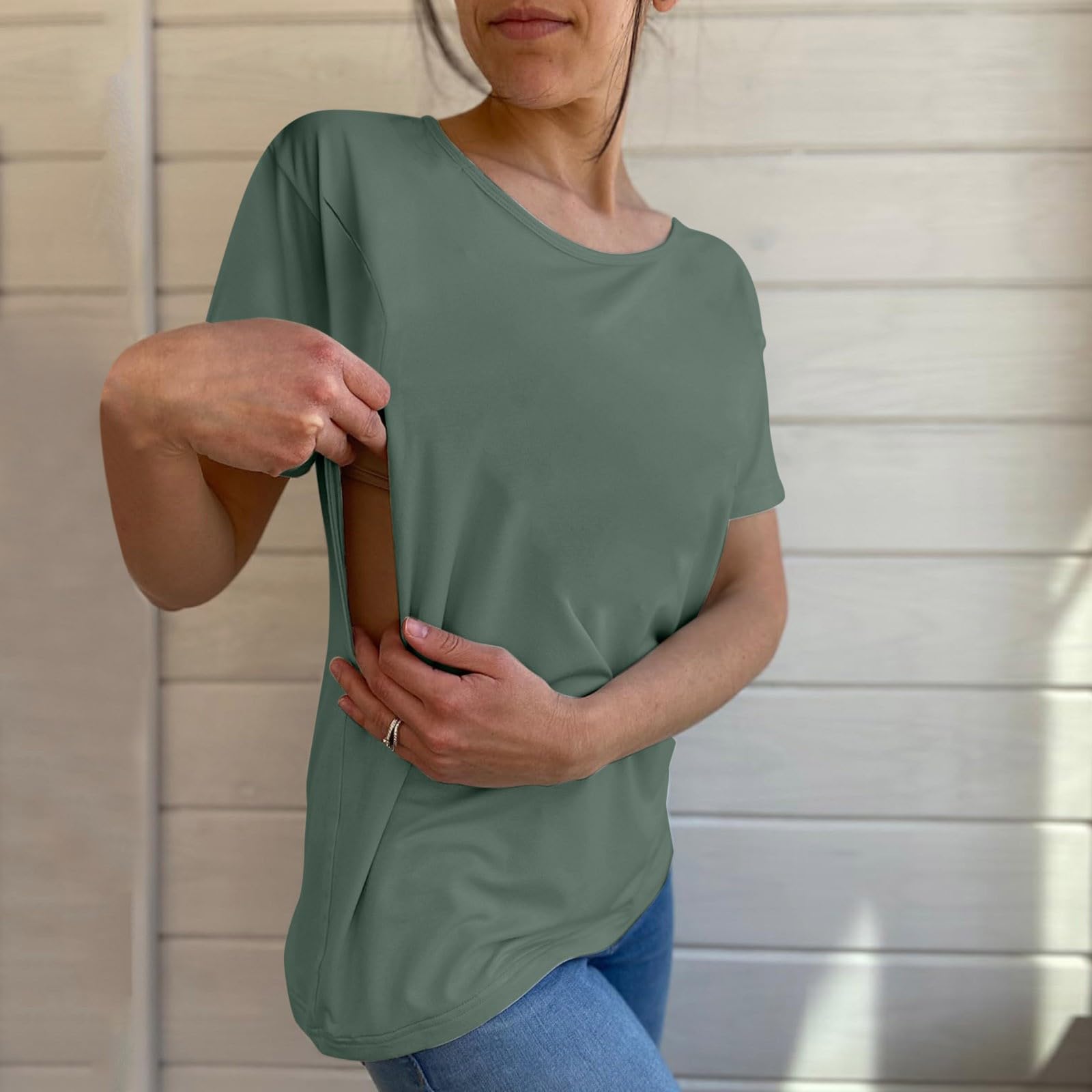 Nursing Breastfeeding Shirts for Maternity Women - Comfortable Summer Nursing Tops with Friendly Zipper Design - Perfect for Breastfeeding Moms at Home, Work or Outdoors