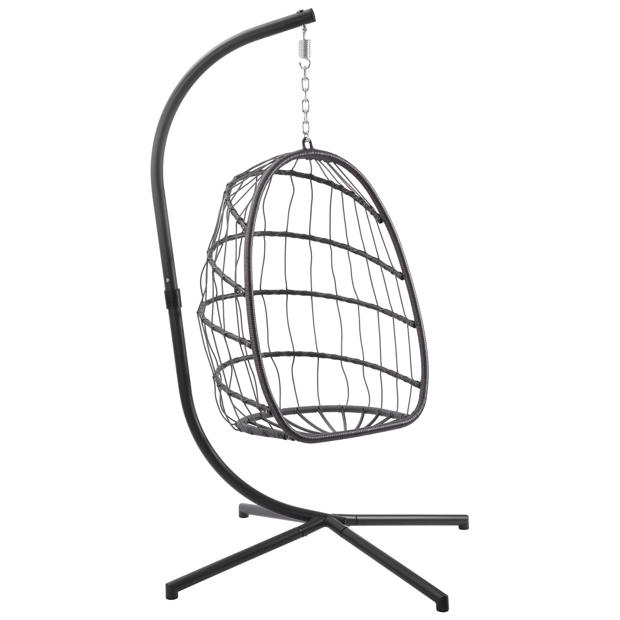 Wicker Swing Egg Chair with Stand - 350 lbs Weight Capacity Hanging Hammock for Patio, Garden, Balcony & Backyard Relaxation