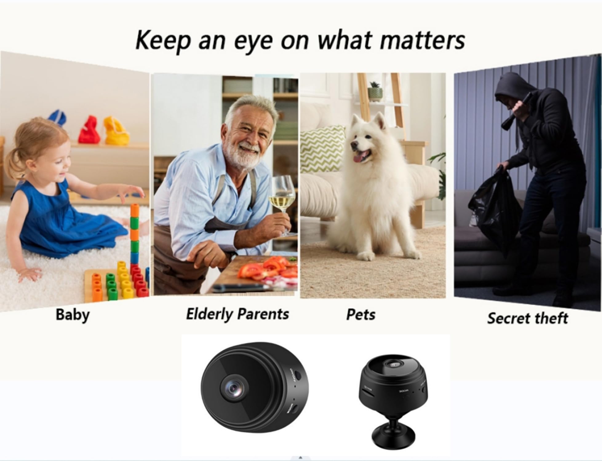 1080P WiFi Spy Camera - Wireless Hidden Surveillance Camera with Night Vision, Motion Detection & 2-Way Talk | Mini Nanny Cam for Home Security, Indoor/Outdoor Use | Monitor Kids, Pets & Property Remotely via Smartphone App