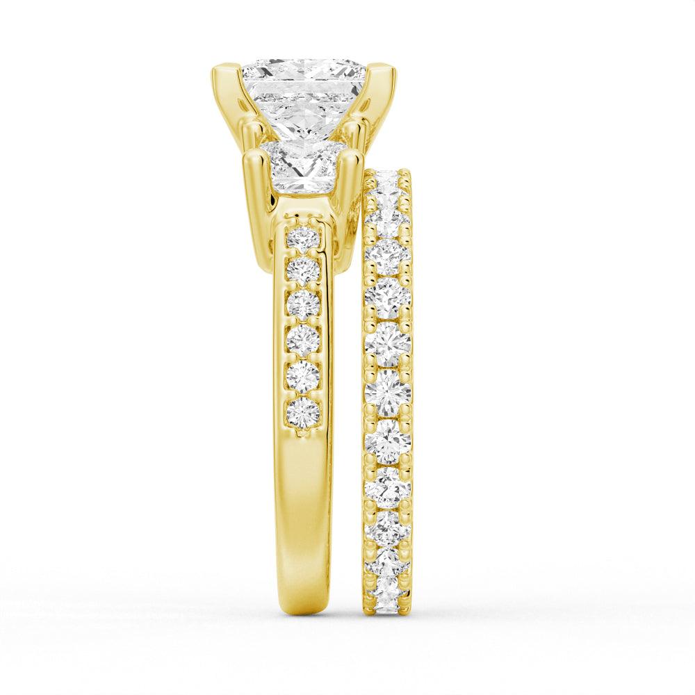 Princess Cut Three Stone Moissanite Engagement Ring - Vintage Style Wedding Band for Women, Perfect for Proposals, Anniversaries & Special Occasions