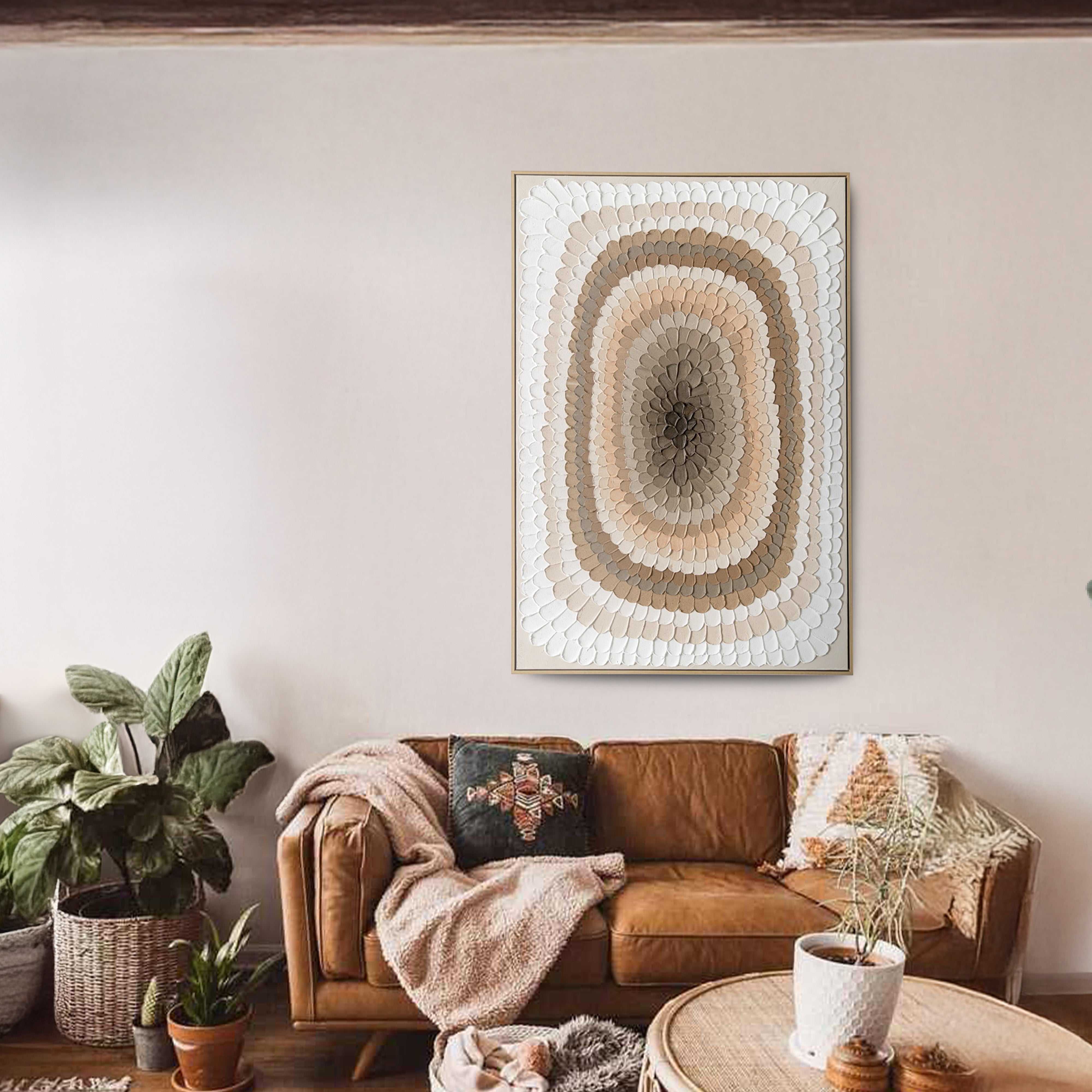 Urban Style Textured Ochre Oil Painting Brush Strokes - Perfect for Home Decor, Wall Art & Modern Interior Design