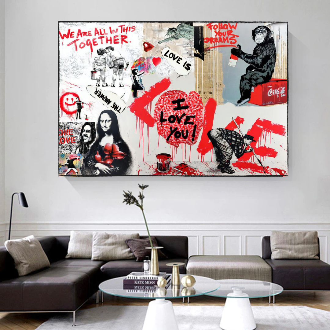 Banksy 'We Are All in This Together' Canvas Wall Art - Modern Home Decor for Living Room, Bedroom & Office