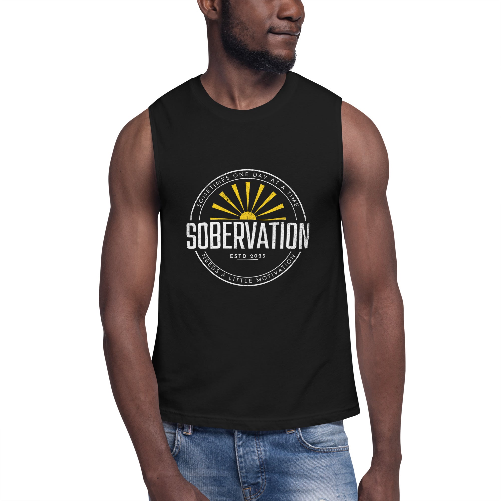 Sobervation Men's Muscle Shirt - Workout Tank Top for Gym, Running & Fitness - Breathable Quick-Dry Athletic Shirts for Active Lifestyle
