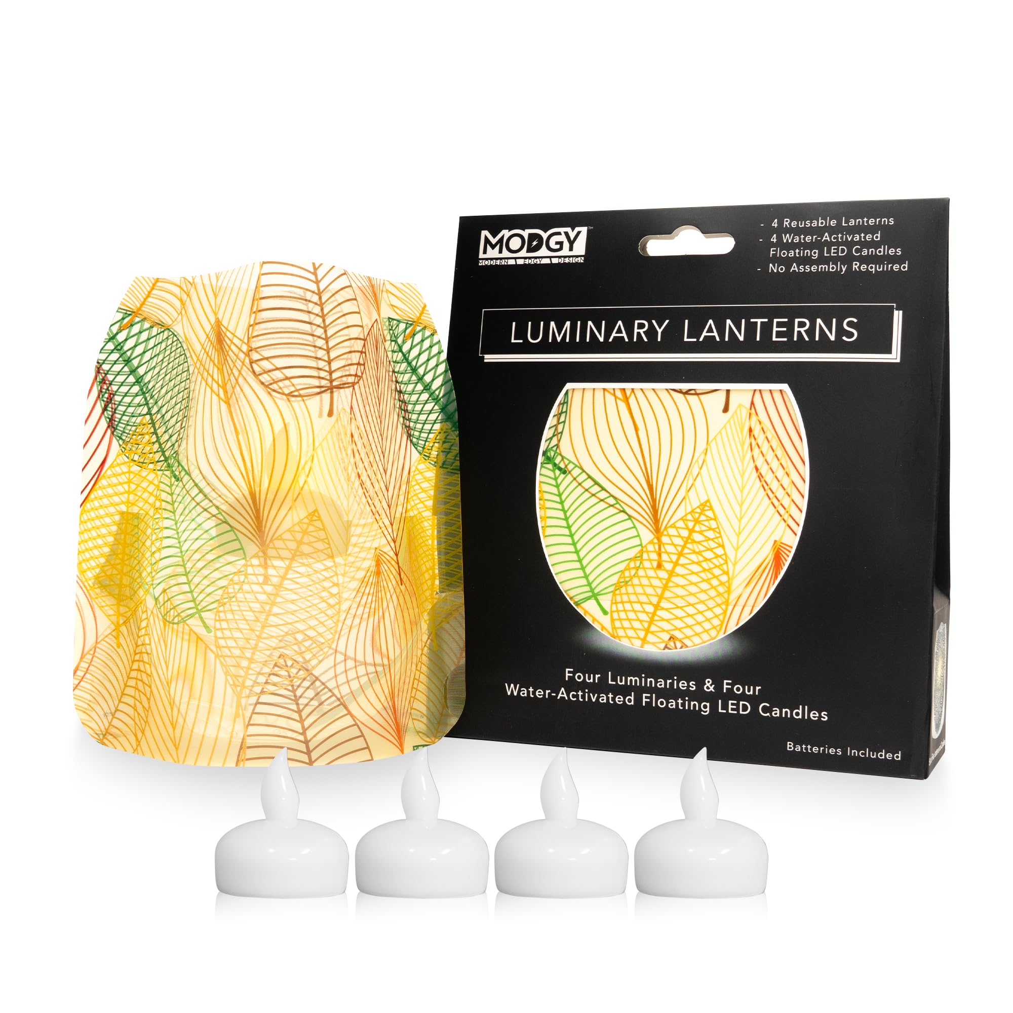 MODGY 4-Pack Floating LED Candles with Batteries - Waterproof Luminary Lanterns for Weddings, Parties, Patio Decor & Outdoor Celebrations - Perfect for Pool, Garden & Table Centerpieces