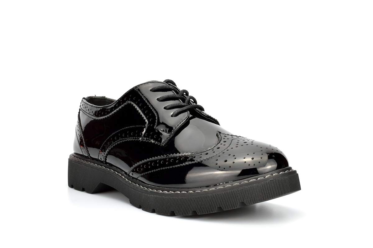 Women's & Girls' Brogue Shoes - Classic Black School & Office Oxfords for Ladies & Teens | Perfect for Formal Wear, Work & Everyday Style