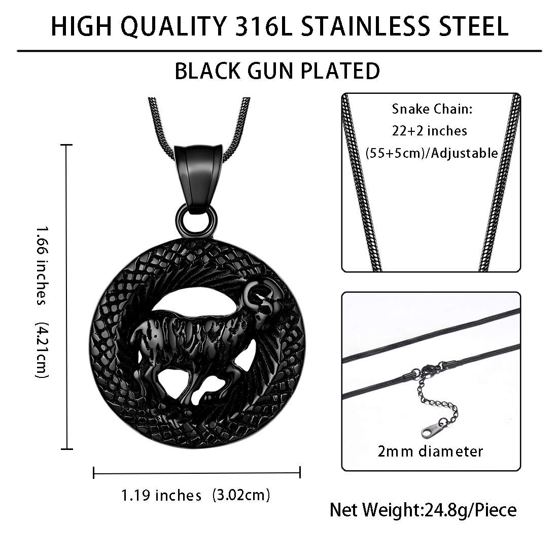12 Zodiac Necklace - 316L Stainless Steel Constellation Pendant for Men & Women | Birthday Gift & Astrology Jewelry