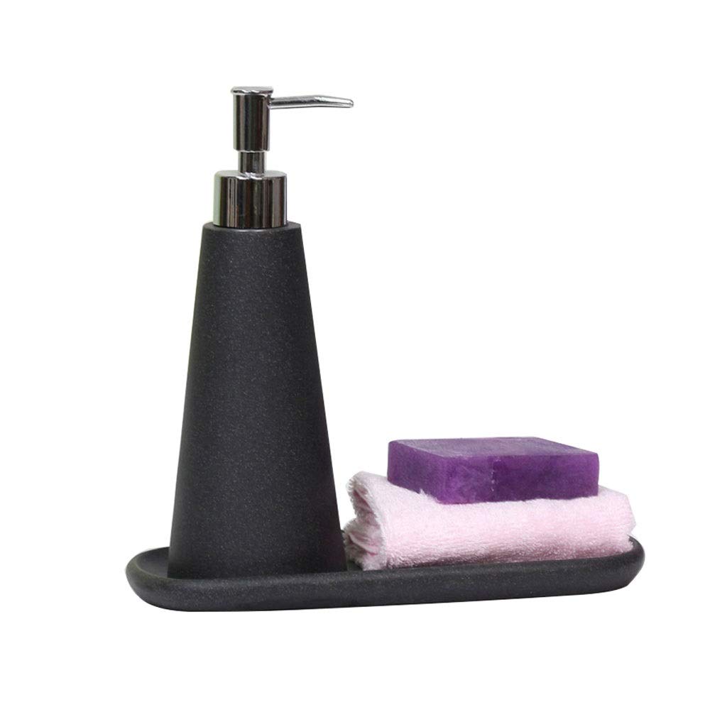 Ceramic Soap Dispenser Bottle - Hand Sanitizer & Lotion Dispenser for Bathroom | Hotel & Household Bath Accessories | Elegant Black Design | Perfect for Kitchen, Restroom & Spa Use