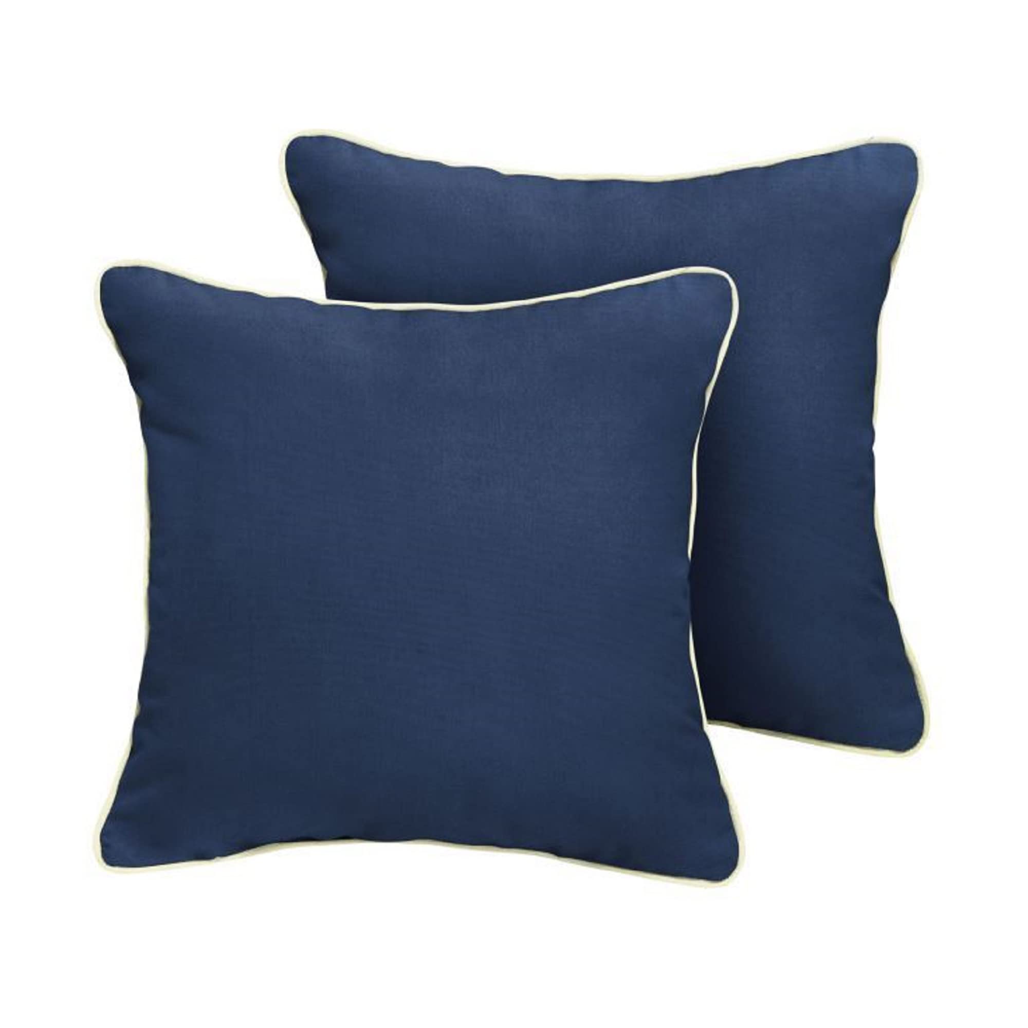 Premium Set of 2 Navy Blue & Ivory Square Throw Pillows 22x22 Inch - Soft Decorative Couch Pillows for Living Room, Bedroom & Sofa Decor