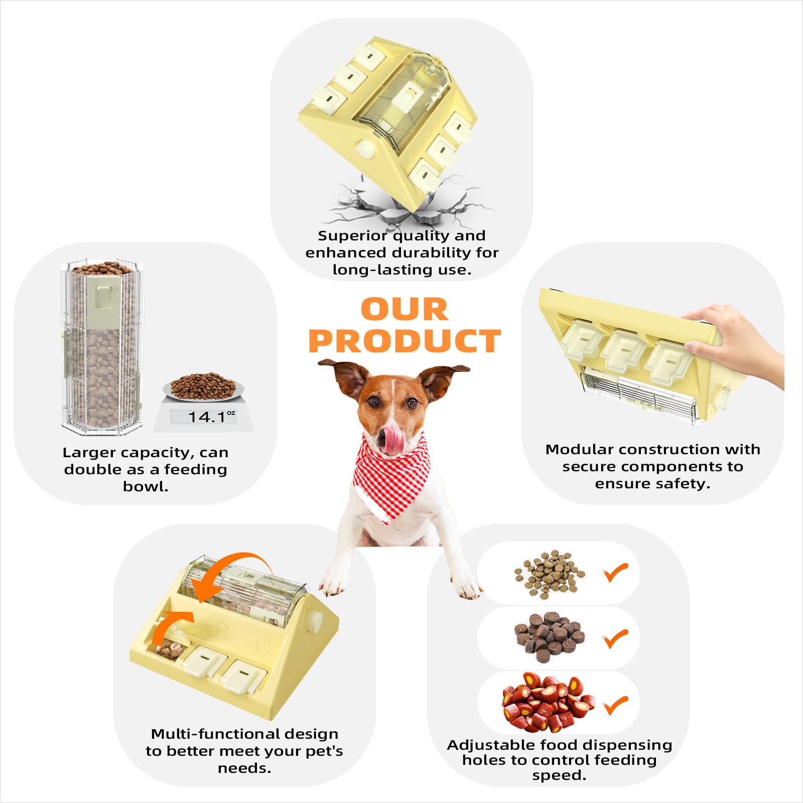 KADTC Interactive Dog Puzzle Toy - Slow Feeder & Treat Dispenser for Small/Medium Dogs (14oz Capacity) - Mental Stimulation Game for Boredom Relief - Perfect for Mealtime Fun & Training Sessions