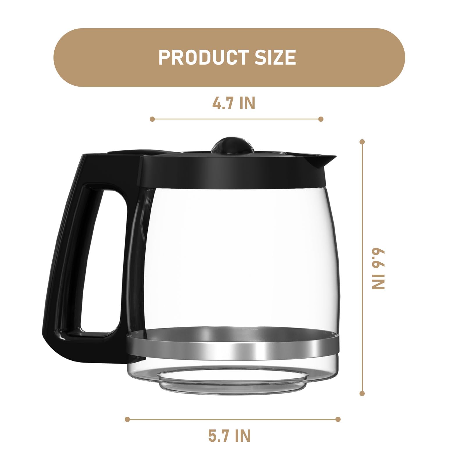 Hamilton Beach Coffee Maker Glass Carafe Replacement - Compatible with Models 46310, 49980R, 49976, 49350, 49980A, 49980Z, 49983, 49618, 46300, 49966 - 12-Cup Capacity (1 Pack) - Perfect for Home, Office, or Restaurant Use