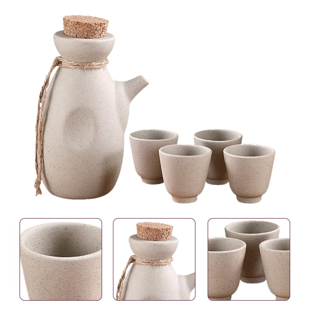 Premium Ceramic Sake Set - Traditional Japanese Sake Pot & Cups for Wine, Sake & Liquor Storage - Elegant Multi-Functional Ceramic Wine Kettle & Holder - Perfect for Home Bars, Japanese Restaurants & Gift Giving