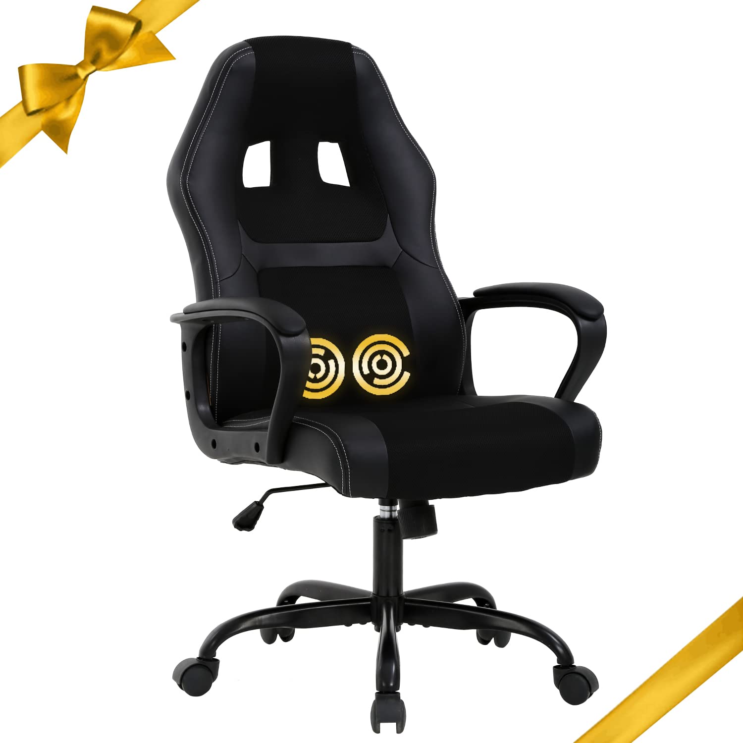 Ergonomic Gaming Chair for Adults - Adjustable Racing Office Chair with Lumbar Support & Armrests - Reclining Computer Task Chair for Video Games & Work - Black (Perfect for Home Office, Gaming Setup & Esports)