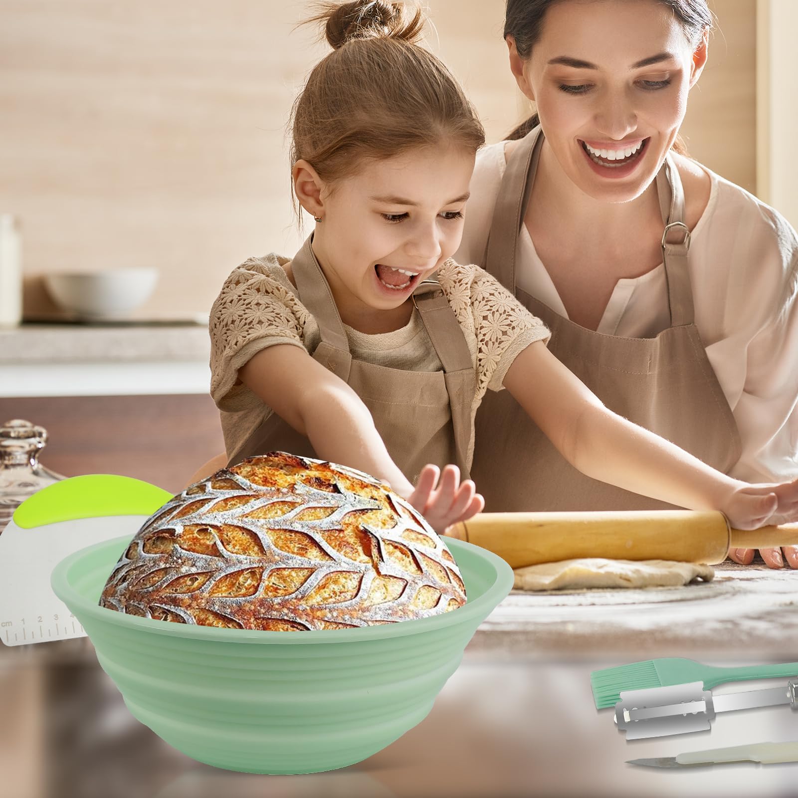 Gardon Sourdough Bread Proofing Basket - 9 Inch Round Bread Baking Supplies Kit for Homemade Artisan Loaves - Perfect Mother's Day Gift for Mom, Mother-in-Law & Bakers - Ideal for Home Baking, Bread Making Classes & Holiday Gifting