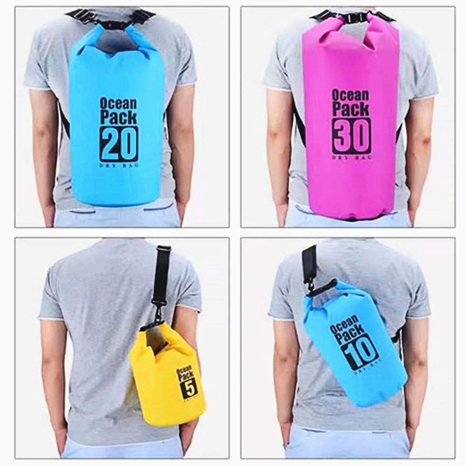 Waterproof Dry Bag 20L - Lightweight Roll Top Backpack for Swimming, Boating & Travel